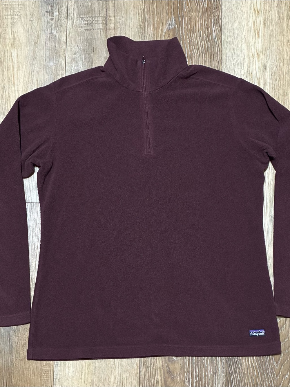 VTG Y2K Patagonia Women's L Half-Zip Micro Fleece Pullover Burgundy sweatshirt